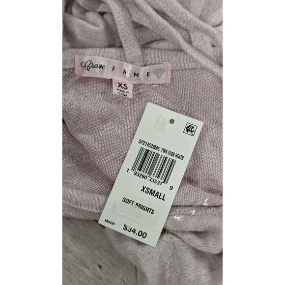 Crave Fame Womens Sz XS Dust Pink Long Sleeve Knotted Front Pullover Blouse Top - Picture 8 of 10